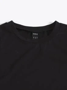 SHEIN EZwear Ruched Drawstring Tank Top & Skirt Set - Black - View 4