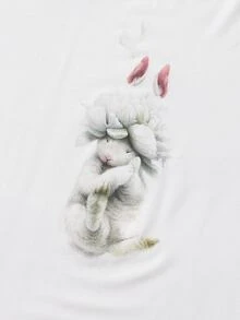 Oxana Fomina Drop Shoulder Floral & Animal Print Tee - White - View 4