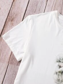 Oxana Fomina Drop Shoulder Floral & Animal Print Tee - White - View 5
