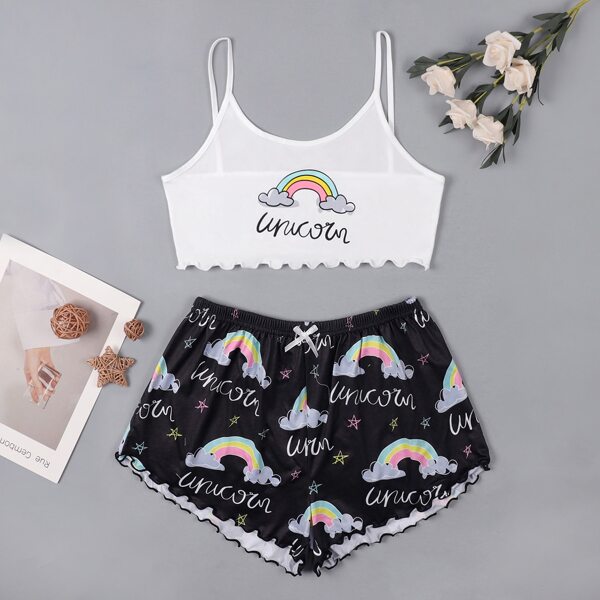 

Plus Rainbow And Letter Graphic Pajama Set, Black and white