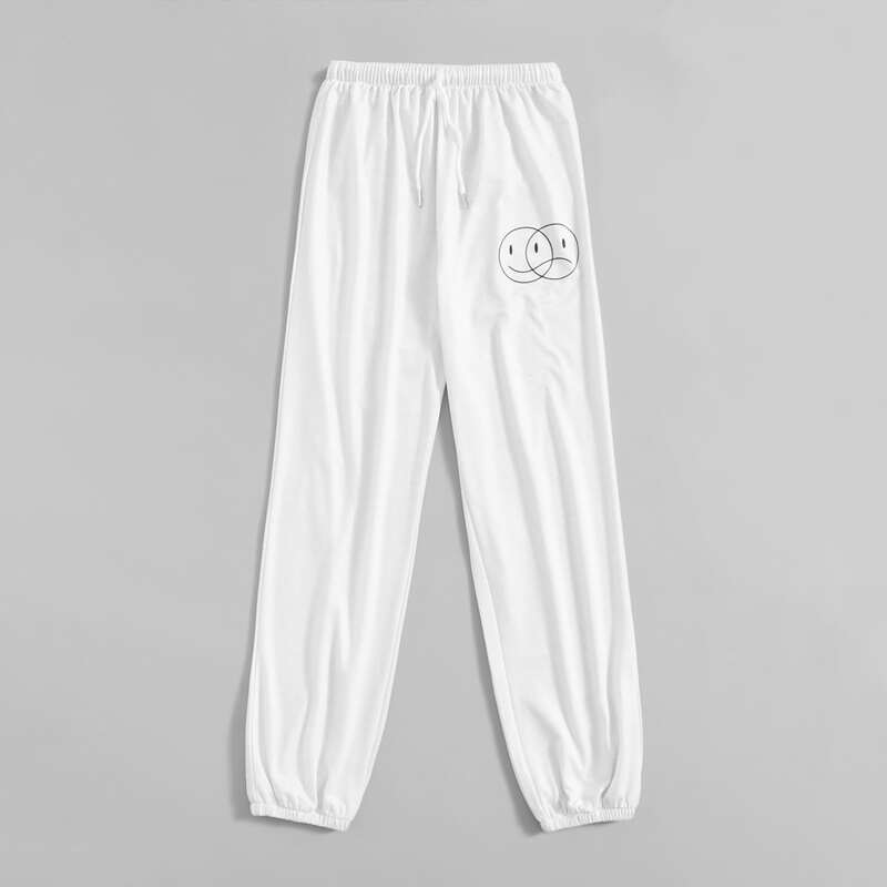 

Graphic Drawstring Sweatpants, White