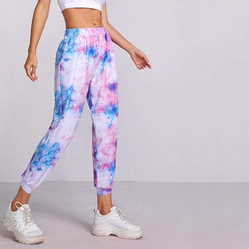 

High Stretch Tie Dye Sports Pants, Multicolor