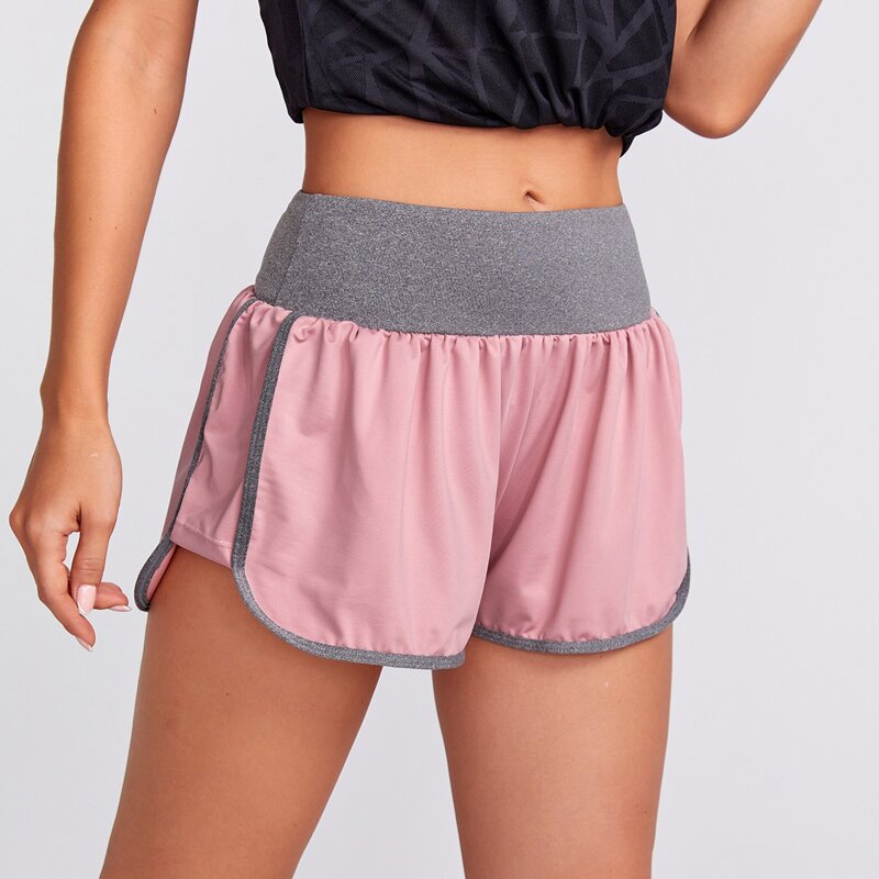 

Contrast Binding Sports Shorts, Dusty pink