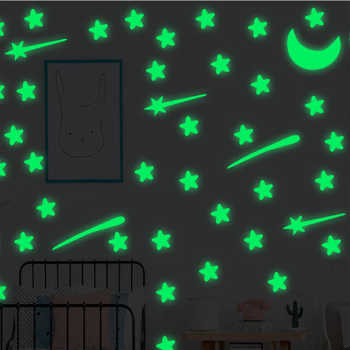 

Luminous Star & Moon Wall Sticker, Green