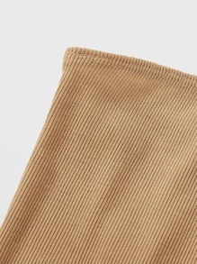 SHEIN EZwear Ribbed Cropped Tube Top - Khaki - View 5