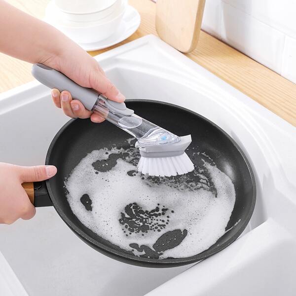 

1pc Automatic Liquid Adding Cleaning Brush, Grey