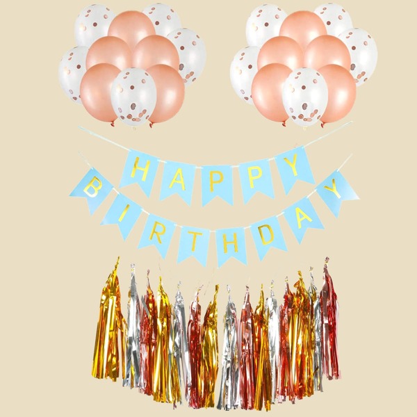

36pcs Birthday Balloon & Banner & Tassel Set, Multicolor