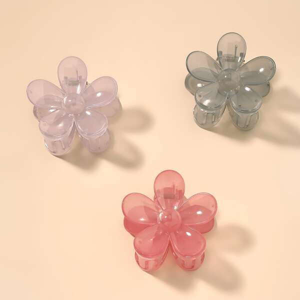 

3pcs Flower Design Hair Claw, Multicolor