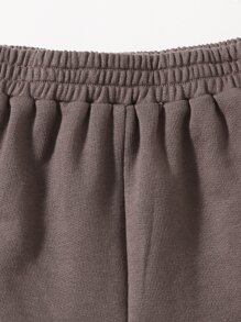 SHEIN Girls Letter Graphic Track Shorts - Coffee Brown - View 3