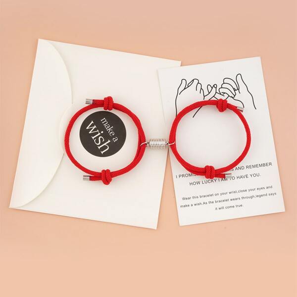 

2pcs Simple Plain Bracelet, Red