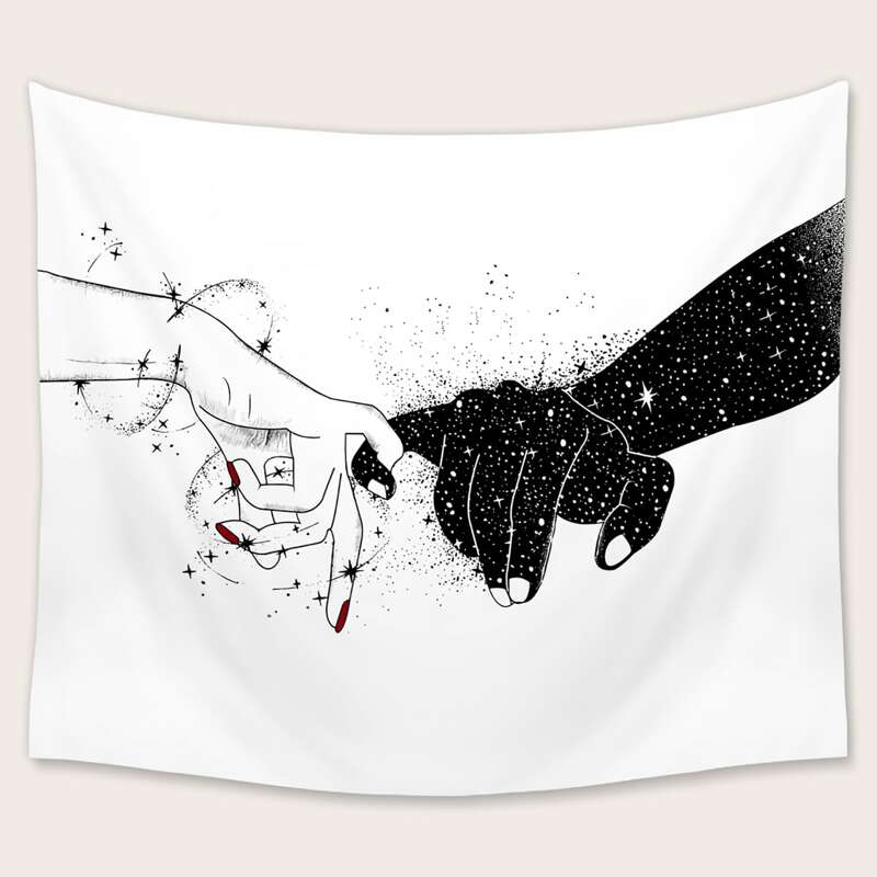 

Hands Pattern Tapestry, Black and white