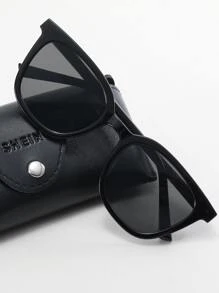 男士極簡風格太陽眼鏡 - 黑色 - 查看 2