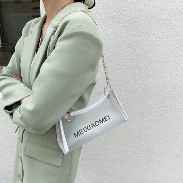 

Clear Chain Shoulder Bag, White clear