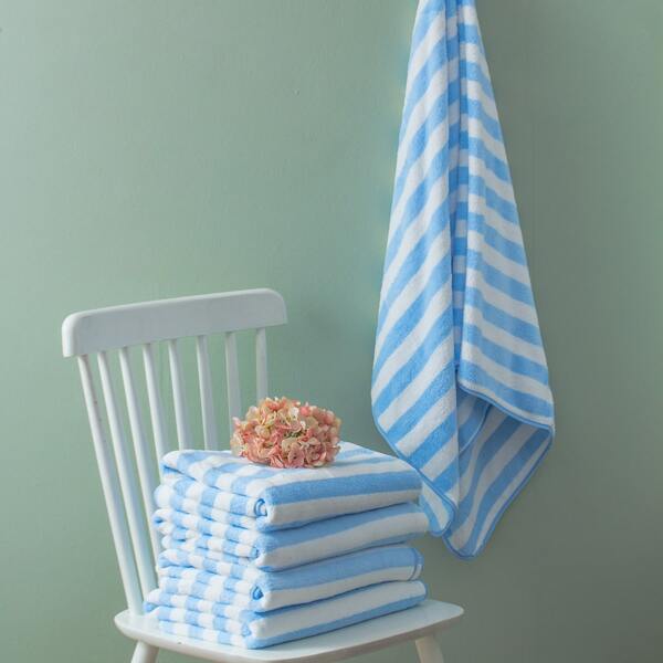 

1pc Striped Pattern Bath Towel, Blue