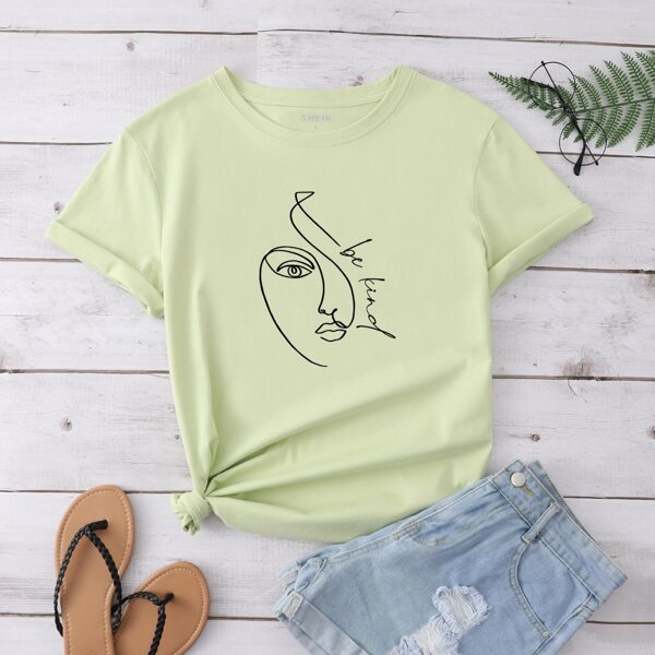

Figure & Slogan Graphic Tee, Mint green