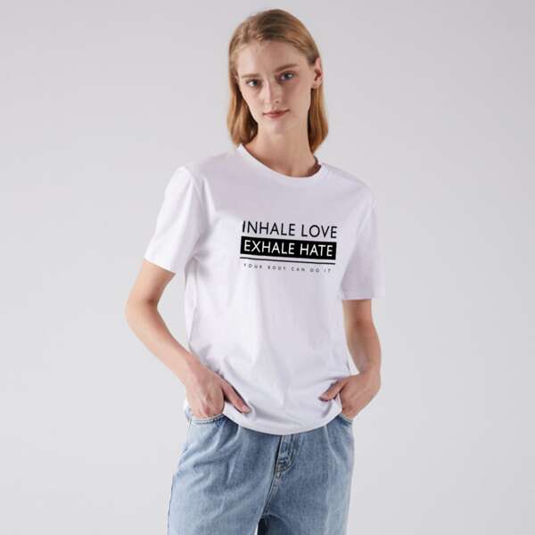 

Slogan Graphic Round Neck Tee, White
