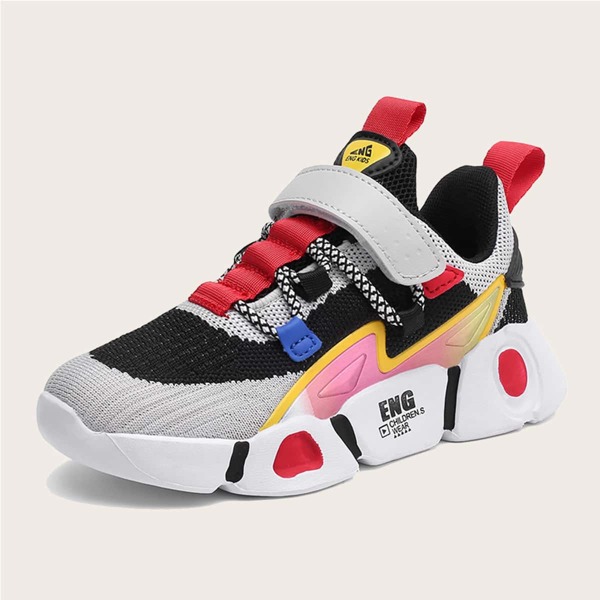 

Boys Color Block Knit Chunky Sneakers, Black