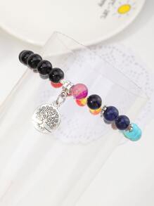 Round Charm Beaded Bracelet - Multicolor - View 3