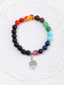 Round Charm Beaded Bracelet - Multicolor - View 4