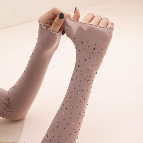 

1pair Rhinestone Decor Arm Sleeves, Purple