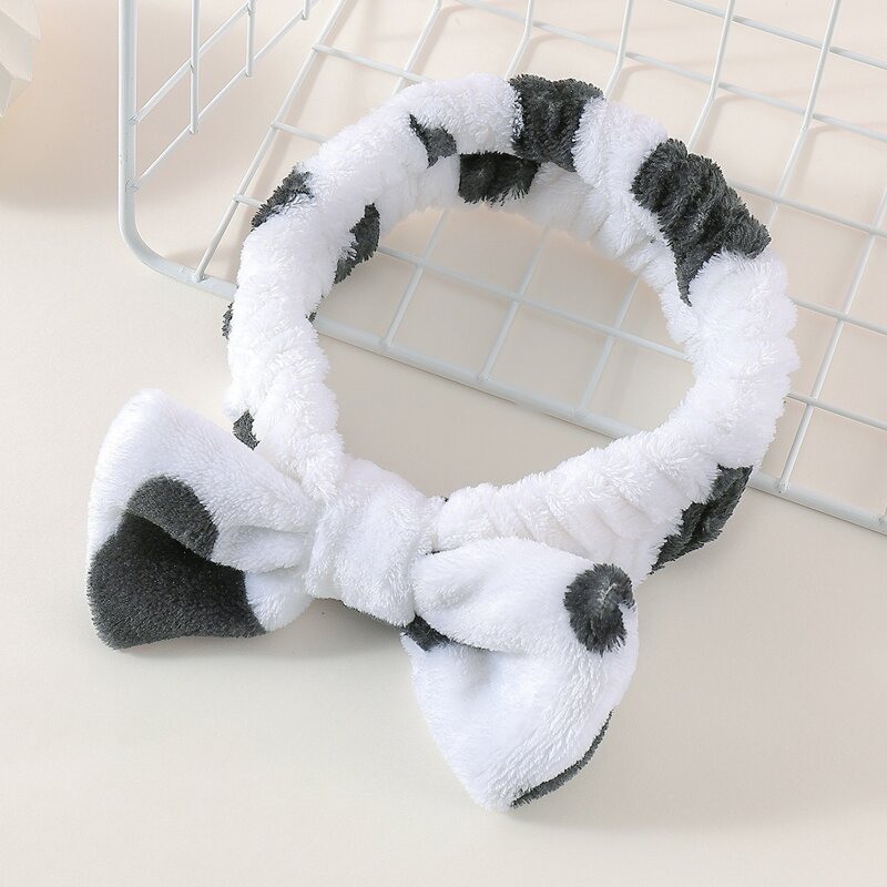 

Cow Print Bath Headband, Black and white