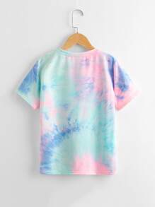 SHEIN 男孩椰子樹刺繡紮染T恤 - 彩色 - 查看 2