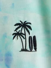 SHEIN 男孩椰子樹刺繡紮染T恤 - 彩色 - 查看 3