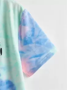 SHEIN 男孩椰子樹刺繡紮染T恤 - 彩色 - 查看 4