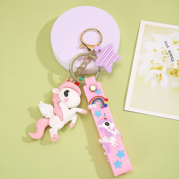 

Girls Cartoon Unicorn Design Bag Charm, Pink