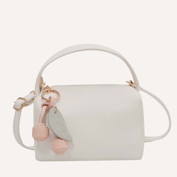 

Minimalist Satchel Bag With Bag Charm, White