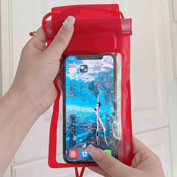 

Clear Waterproof Phone Bag, Red