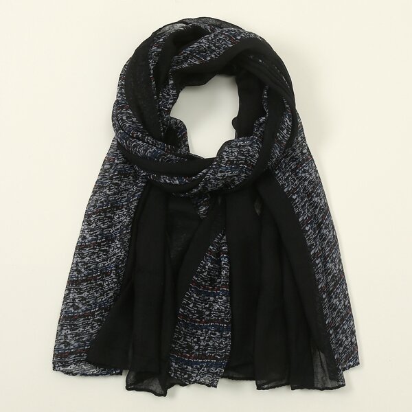 

1pc Graphic Scarf, Black