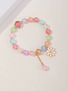 Flower Charm Beaded Bracelet - Multicolor - View 2