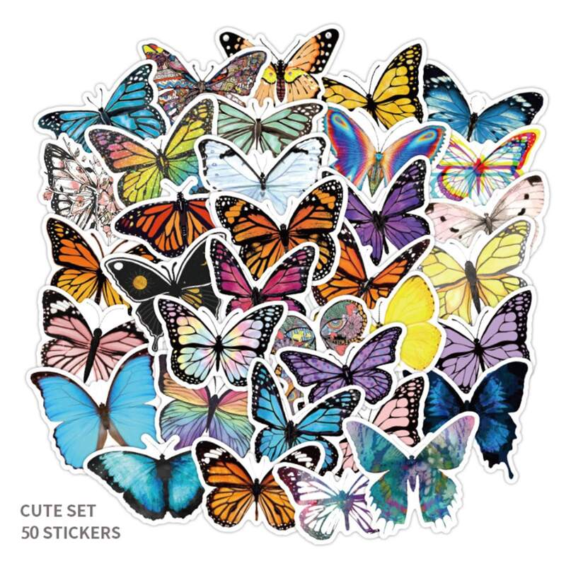 

50pcs Butterfly Sticker, Multicolor