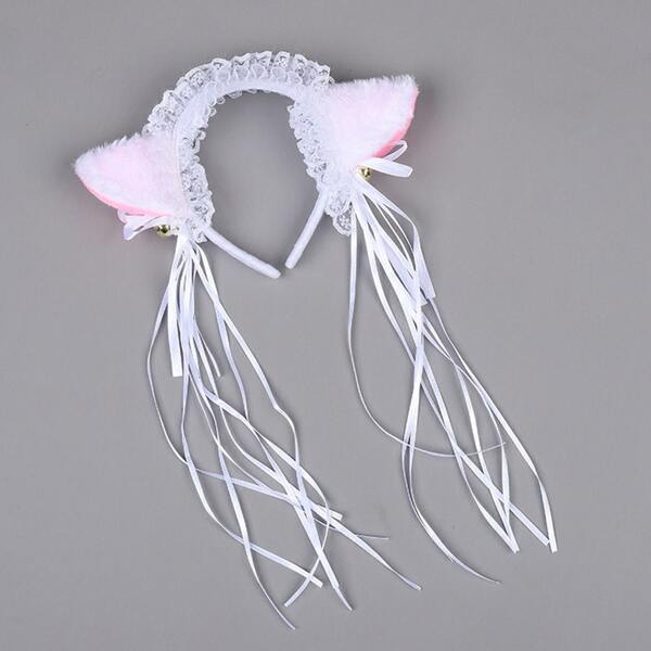 

Girls Fuzzy Ear Decor Headband, White