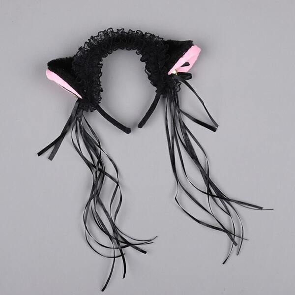

Girls Fuzzy Ear Decor Headband, Black