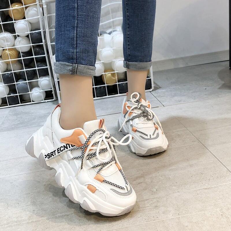

Lace-up Mesh Chunky Sneakers, White