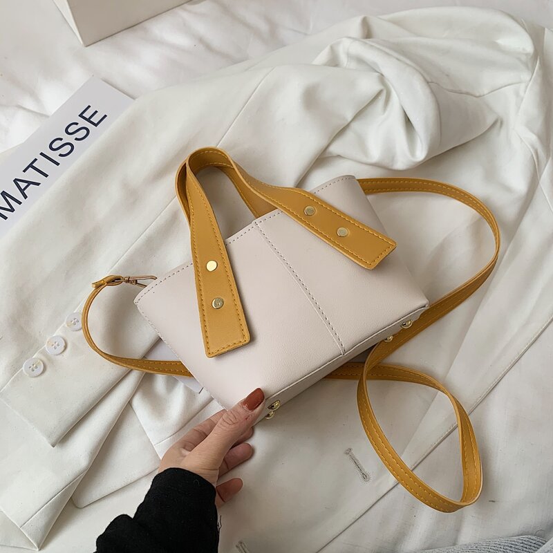 

Colorblock Strap Satchel Bag, Beige