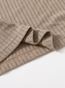 SHEIN EZwear Plus Rib-knit Tank Top - Mocha Brown - View 5