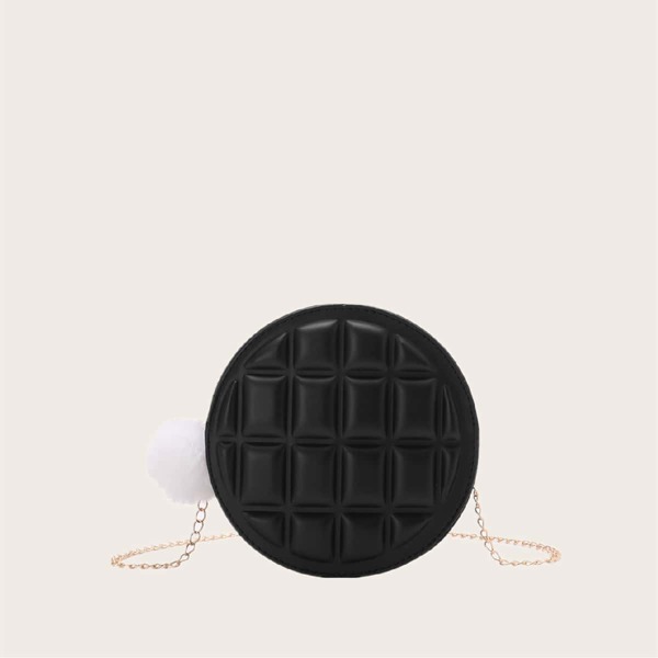 

Textured Chain Crossbody Bag, Black