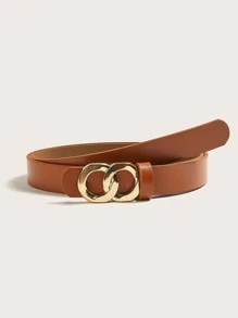 Double O Ring Buckle Belt - Brown - View 1