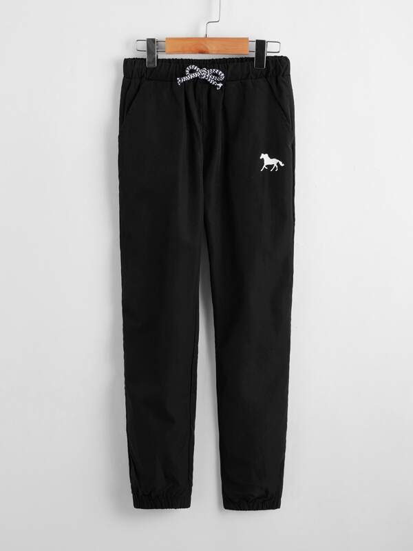 SHEIN Pantaloni cu imprimeu de cai pentru baieti