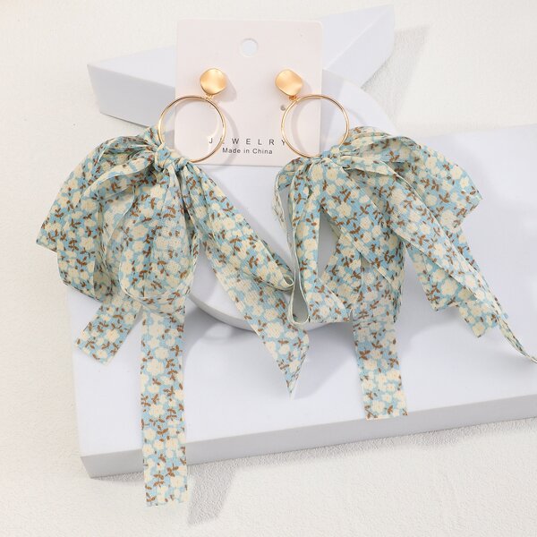 

Flower Print Drop Earrings, Multicolor