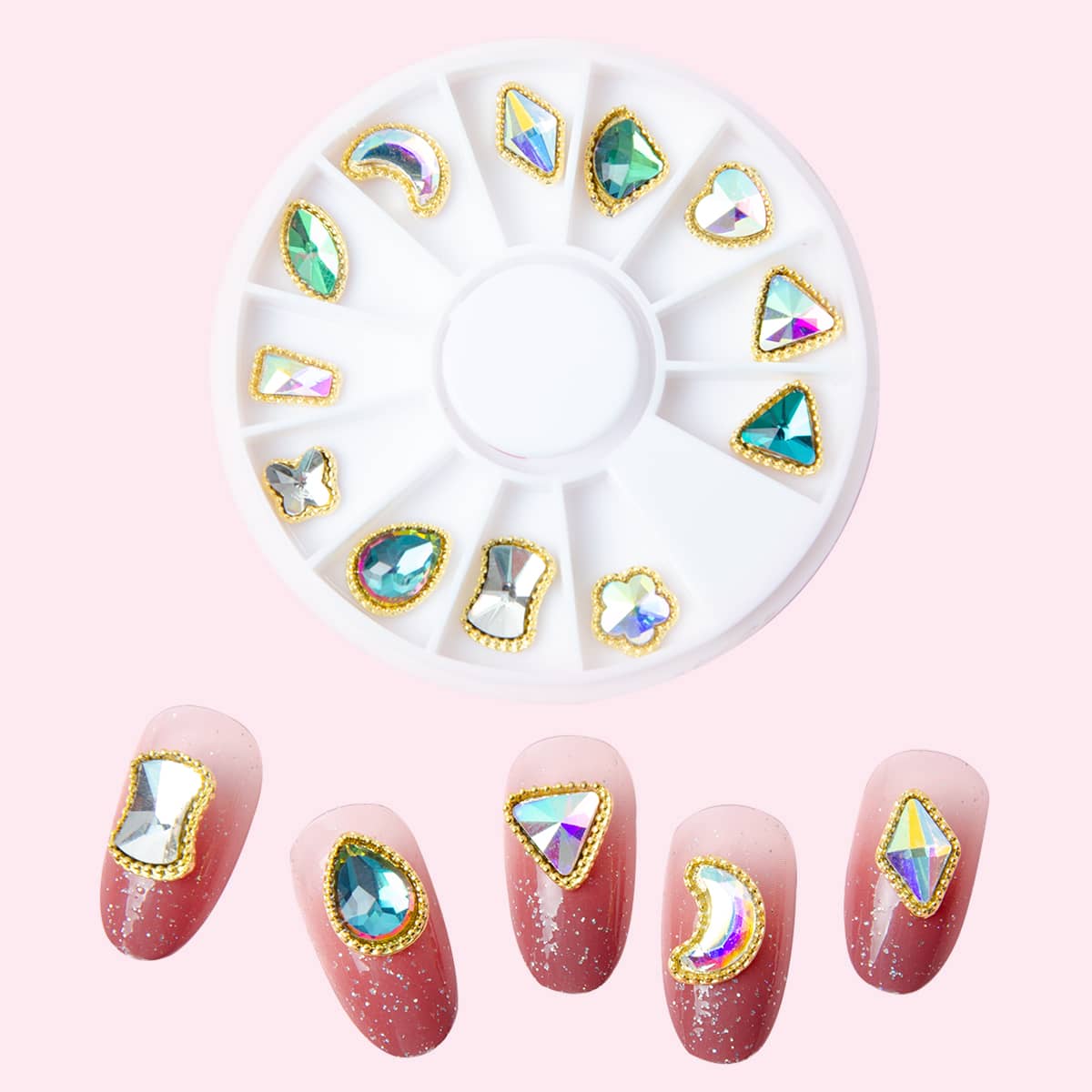 

1box Rhinestone Nail Art Decoration, Multicolor