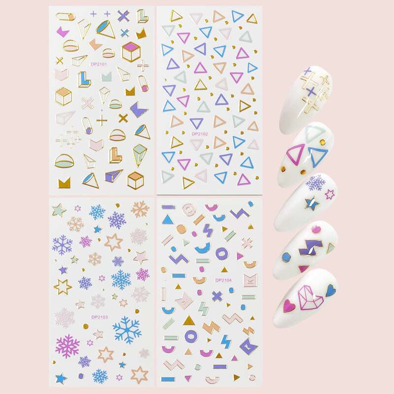 

4sheets Snowflake Pattern Nail Art Sticker, Multicolor