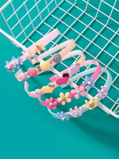 5入組小女童花朵裝飾髮箍