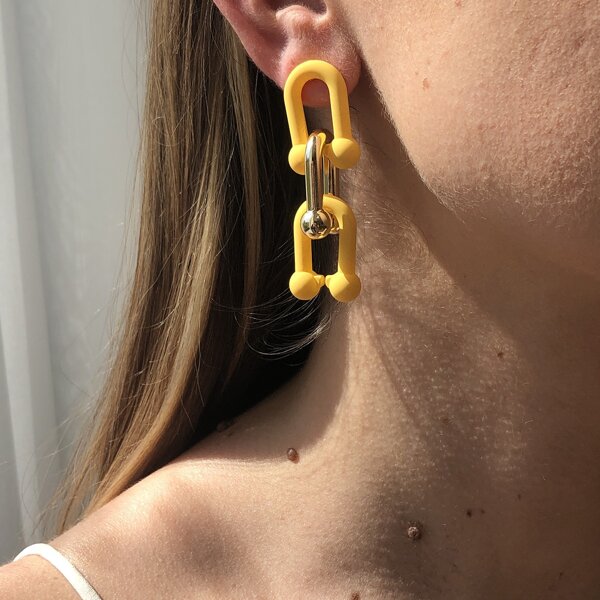 

Link Drop Earrings, Yellow