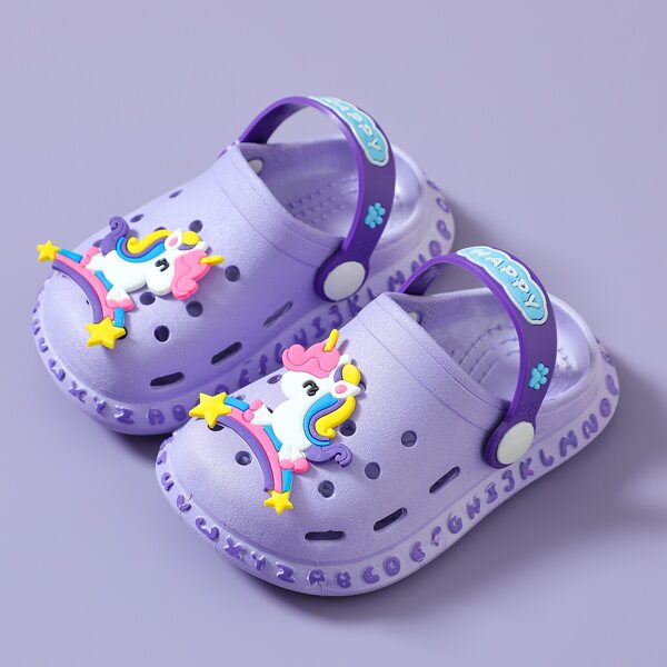 

Toddler Girls Cartoon Decor Vented Clogs, Purple