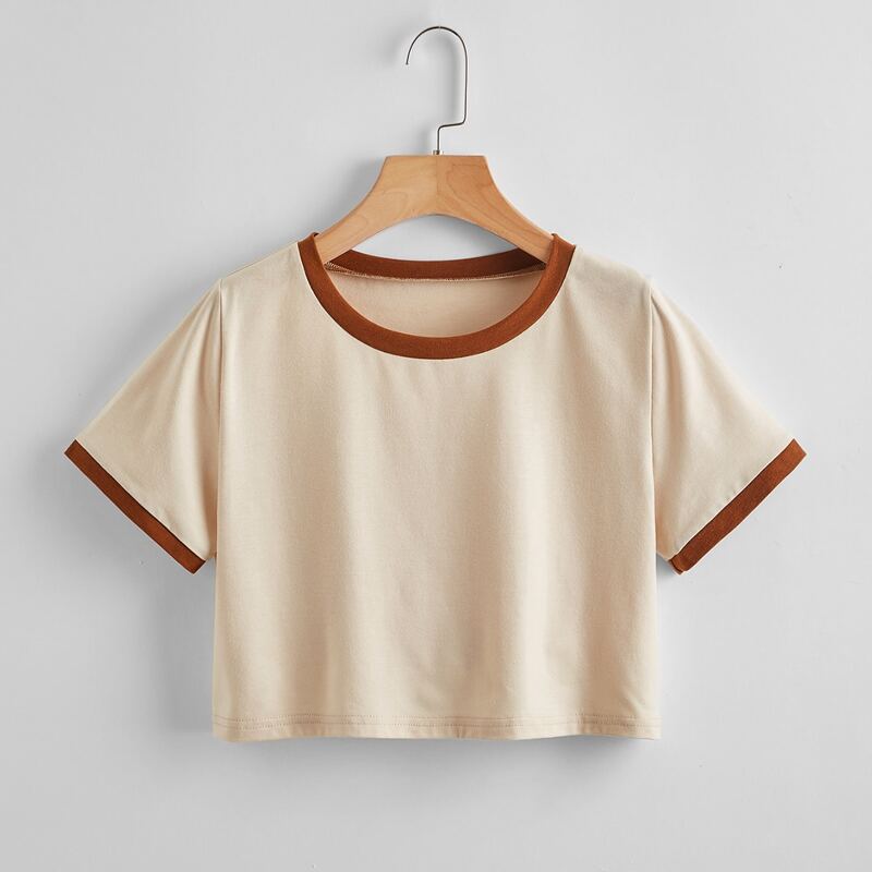 

Ringer Crop Tee, Apricot