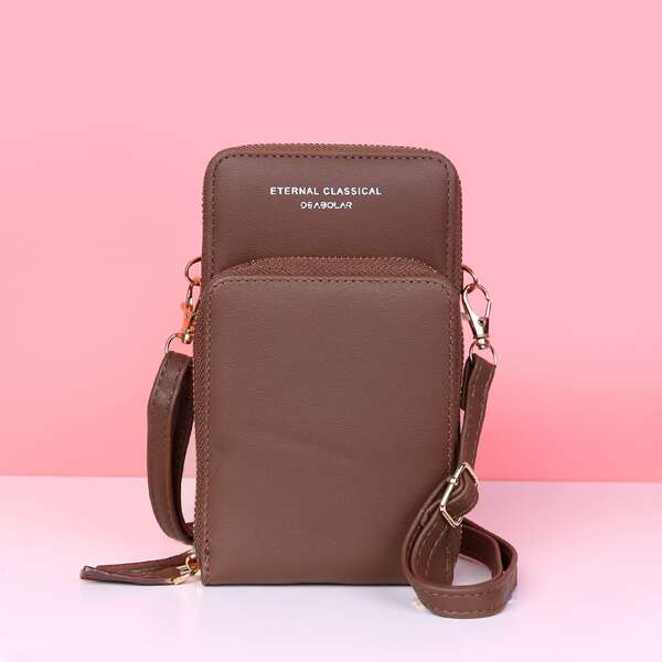 

Letter Graphic Phone Bag, Maroon